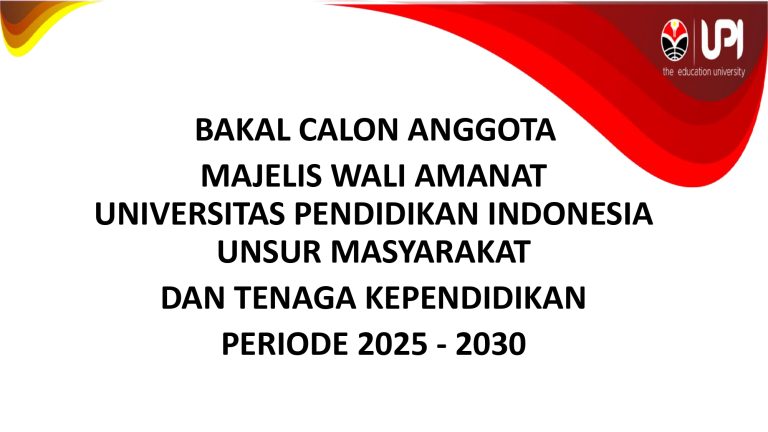 Bakal Calon Anggota Majelis Wali Amanat (MWA) Universitas Pendidikan Indonesia dari Unsur Masyarakat dan Tenaga Kependidikan Periode 2025-2030